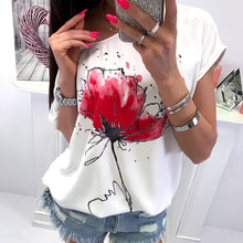 Load image into Gallery viewer, Floral Print ladies Loose T Shirt